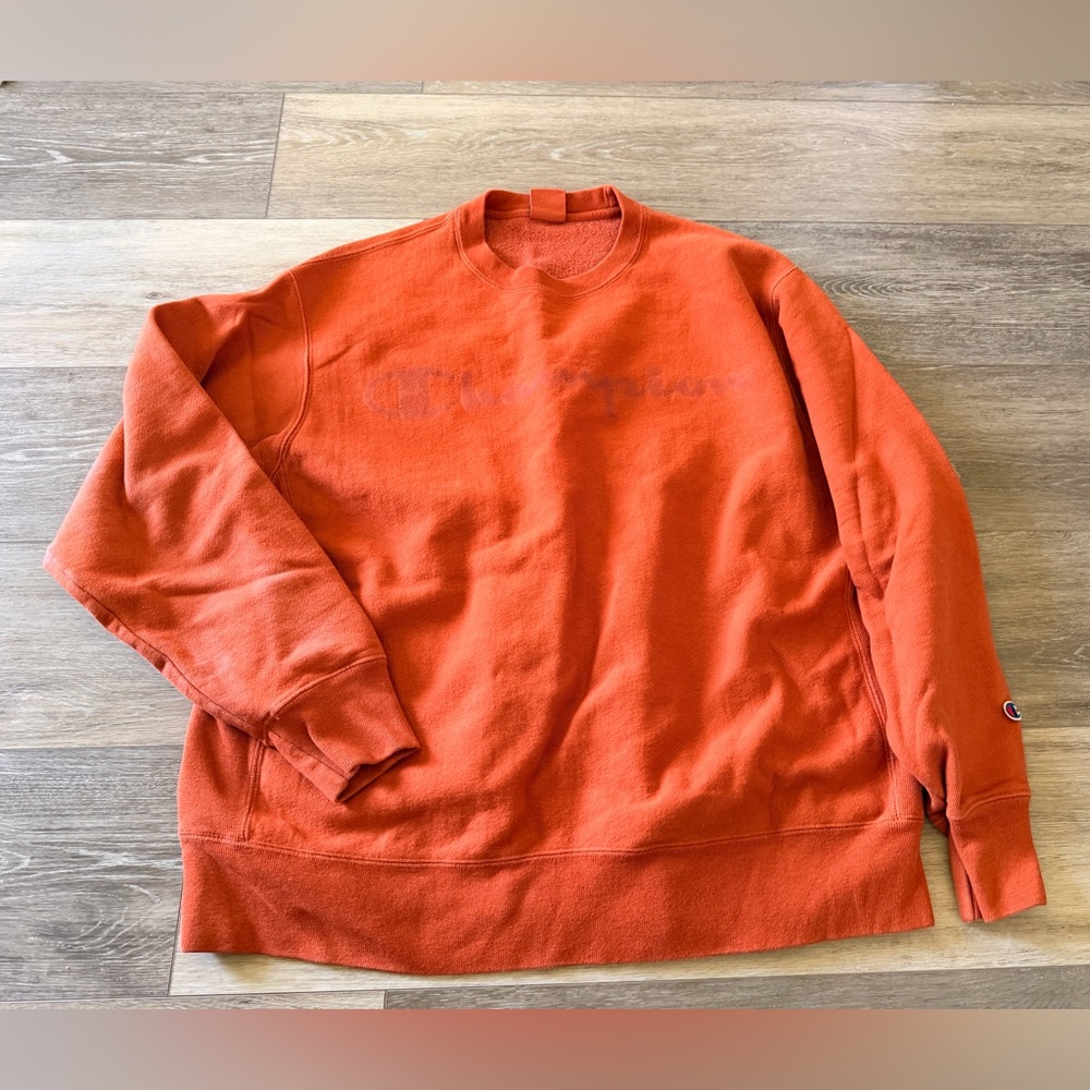 Champion Reverse Weave Orange Crewneck Sweatshirt - Size XL
